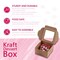 25-Pack Kraft Paper Bakery Boxes - Single Pastry Box 4-Inch, Packaging with Clear Display Window, Donut, Mini Cake, Pie Slice, Dessert Disposable Take-Out Container, Brown, 4 x 2.3 x 4 Inches